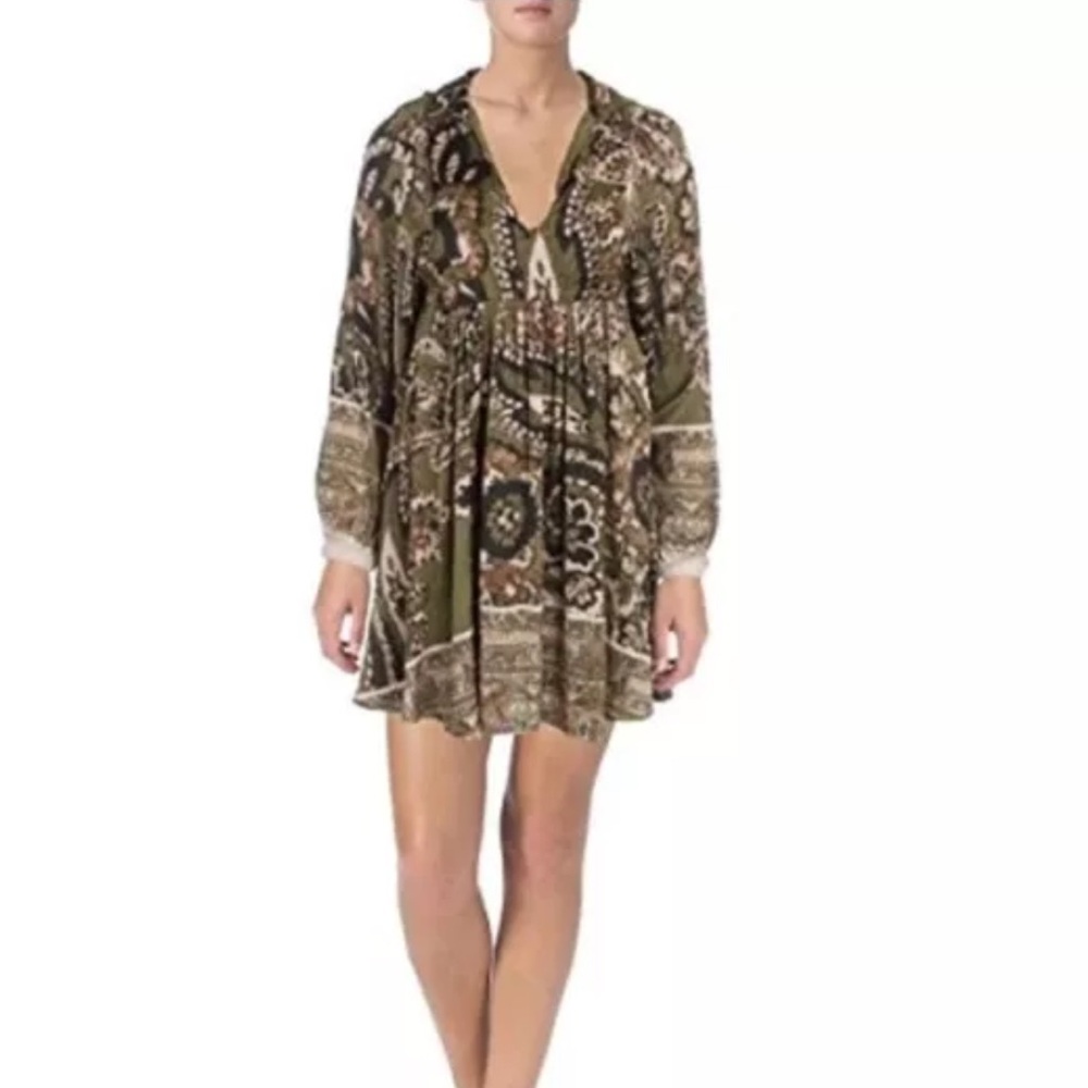 NWOT! FREE PEOPLE Say You Love Me Paisley Boho Satin Mini Dress & Slip - Size XS